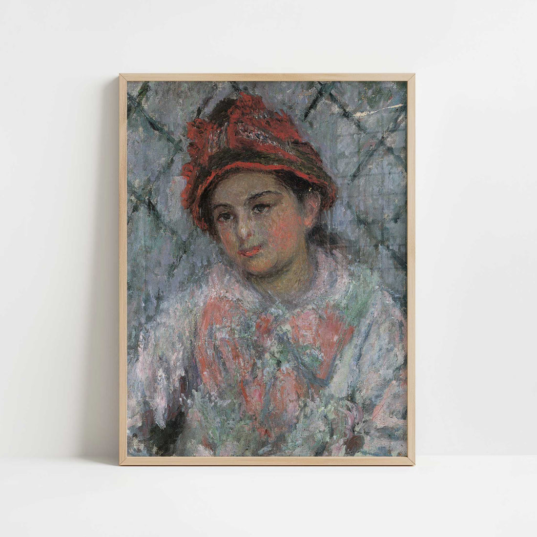 Portrait of Blanche Hoschedé (1880) by Claude Monet – Art Print - Art print in oak frame