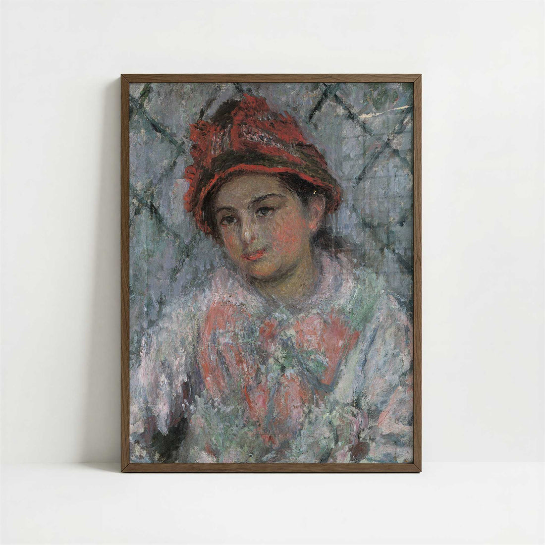 Portrait of Blanche Hoschedé (1880) by Claude Monet – Art Print - Art print in dark wood frame