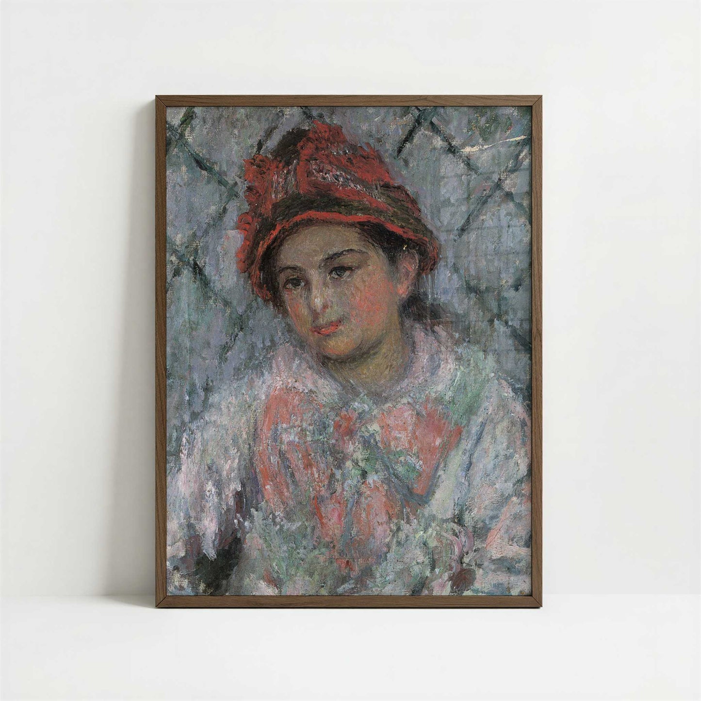 Portrait of Blanche Hoschedé (1880) by Claude Monet – Art Print - Art print in dark wood frame