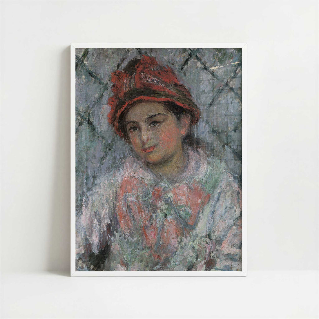 Portrait of Blanche Hoschedé (1880) by Claude Monet – Art Print - Art print in white frame