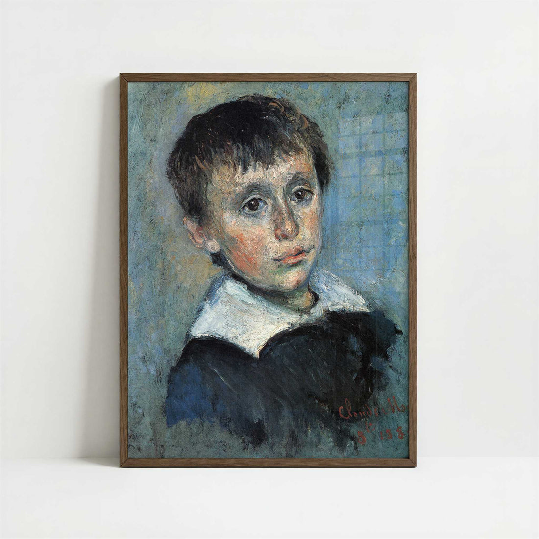 Portrait of Jean Monet (1880) by Claude Monet – Art Print - Art print in dark wood frame