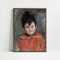 Portrait of Michel in Pom-Pom Hat (1880) by Claude Monet – Art Print - Art print in dark wood frame