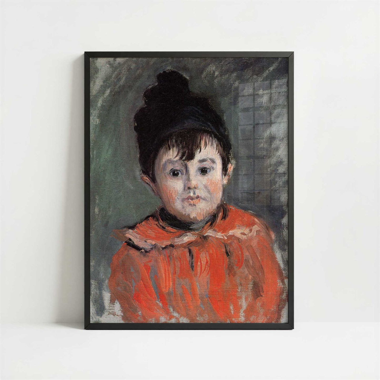 Portrait of Michel in Pom-Pom Hat (1880) by Claude Monet – Art Print - Art print in black frame