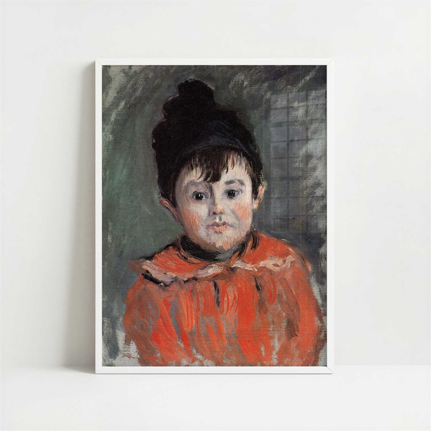 Portrait of Michel in Pom-Pom Hat (1880) by Claude Monet – Art Print - Art print in white frame
