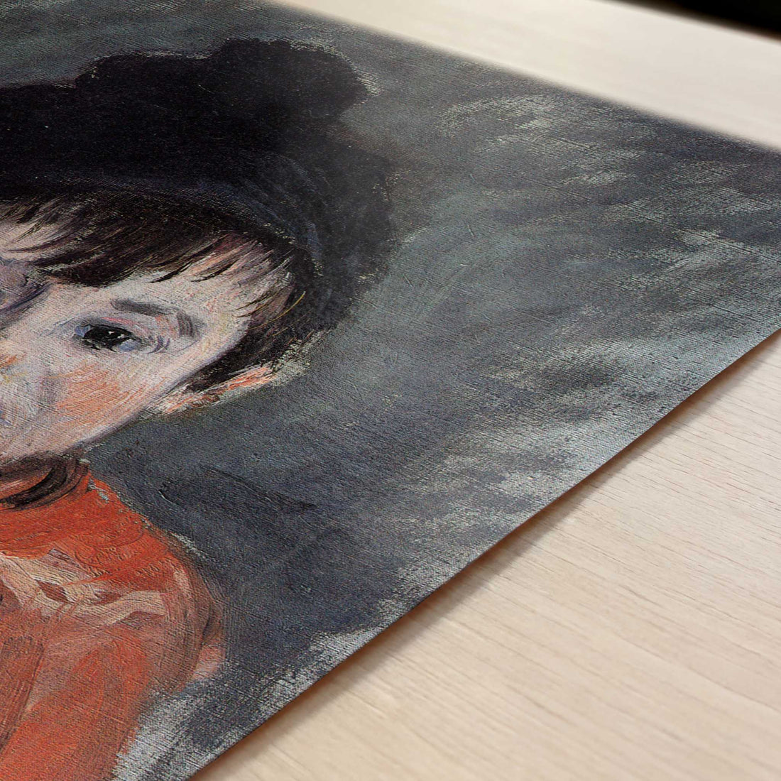 Portrait of Michel in Pom-Pom Hat (1880) by Claude Monet – Art Print - Close-up detail of the art print