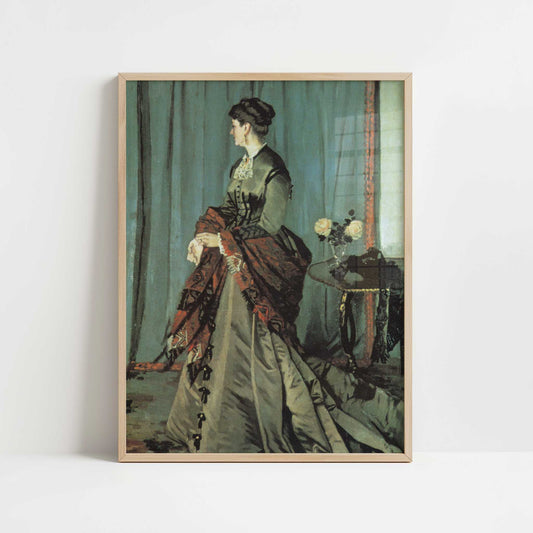 Portrait of Mme Gaudibert (1868) by Claude Monet – Art Print - Art print in oak frame
