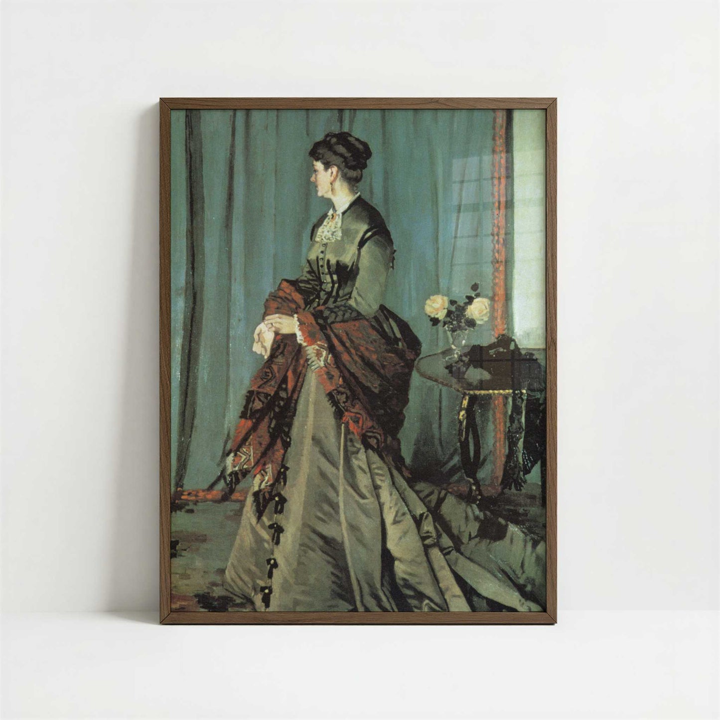 Portrait of Mme Gaudibert (1868) by Claude Monet – Art Print - Art print in dark wood frame