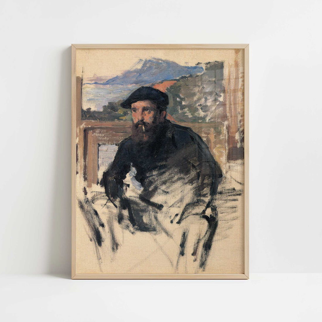 Portrait of the Artist in Studio (1884) by Claude Monet – Art Print - Art print in oak frame