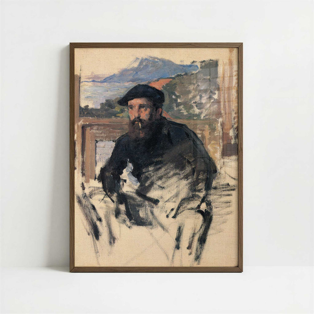 Portrait of the Artist in Studio (1884) by Claude Monet – Art Print - Art print in dark wood frame