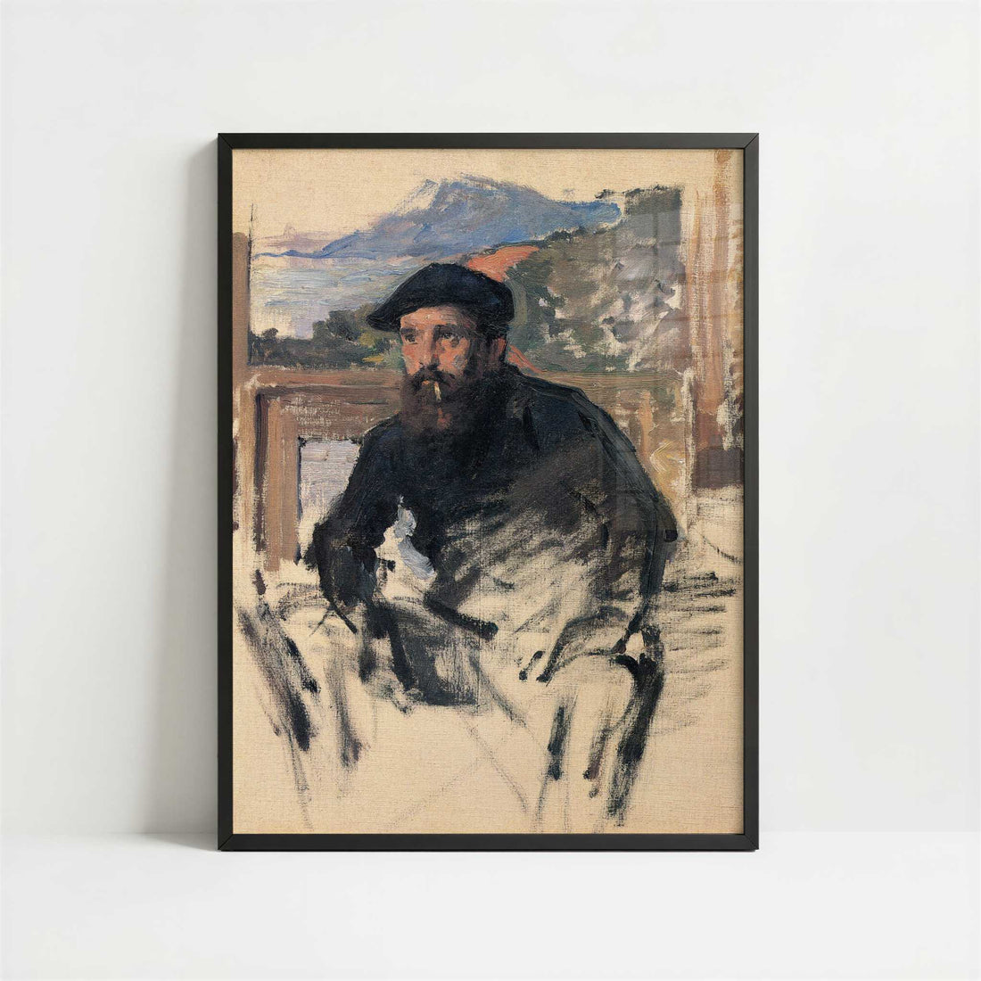 Portrait of the Artist in Studio (1884) by Claude Monet – Art Print - Art print in black frame