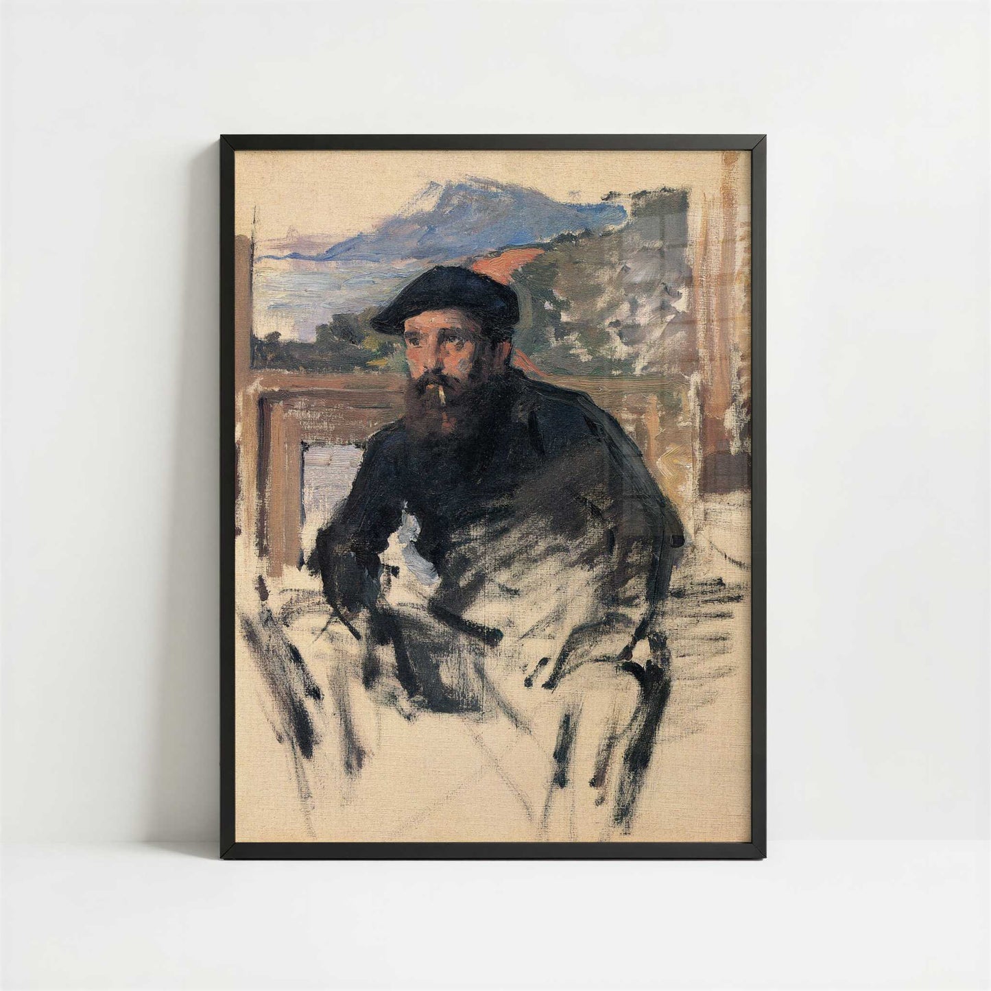 Portrait of the Artist in Studio (1884) by Claude Monet – Art Print - Art print in black frame