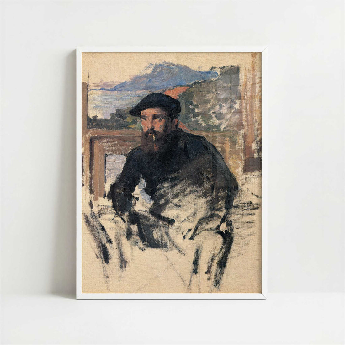 Portrait of the Artist in Studio (1884) by Claude Monet – Art Print - Art print in white frame