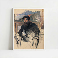 Portrait of the Artist in Studio (1884) by Claude Monet – Art Print - Art print in white frame