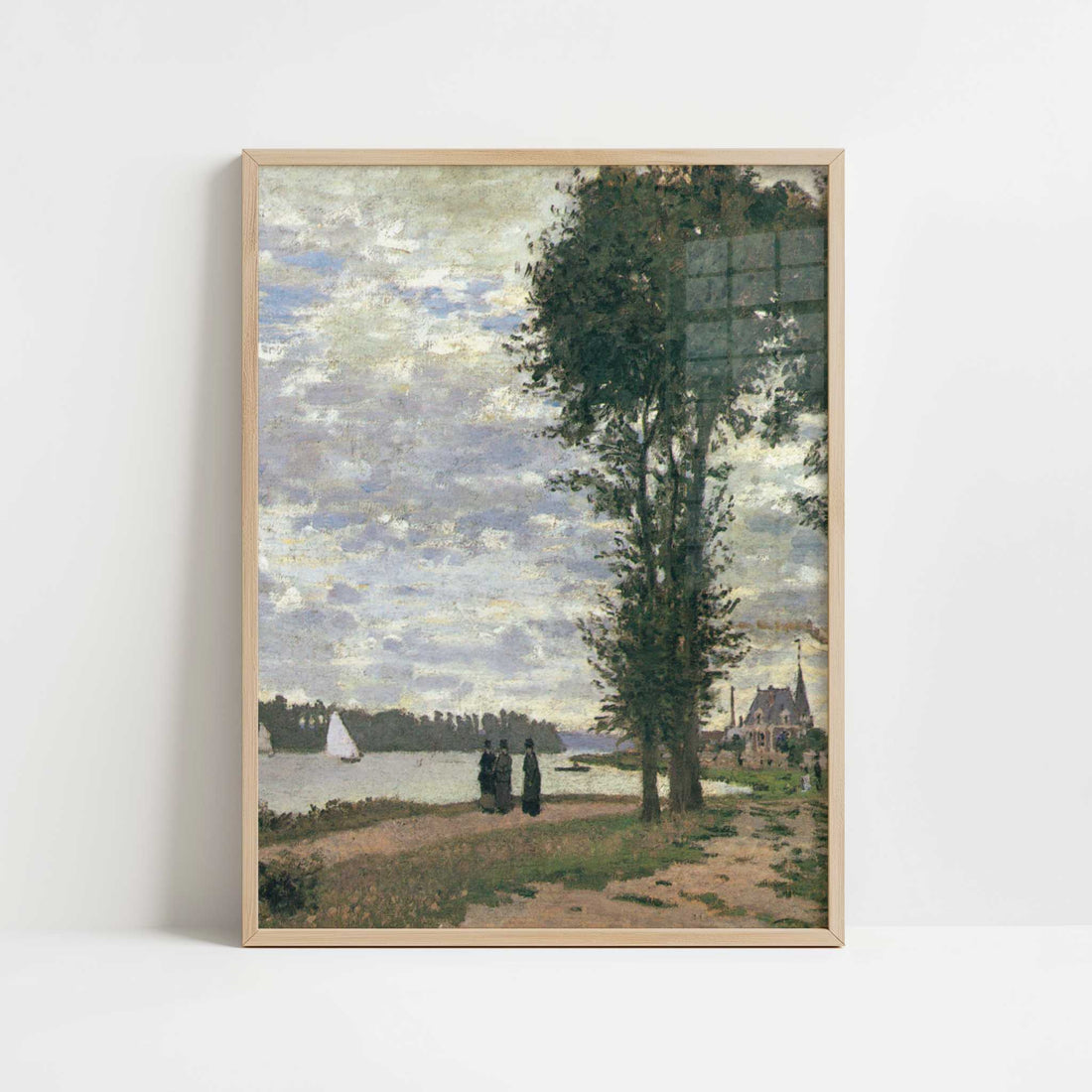 Promenade along the Seine (1872) by Claude Monet – Art Print - Art print in oak frame