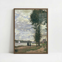 Promenade along the Seine (1872) by Claude Monet – Art Print - Art print in dark wood frame