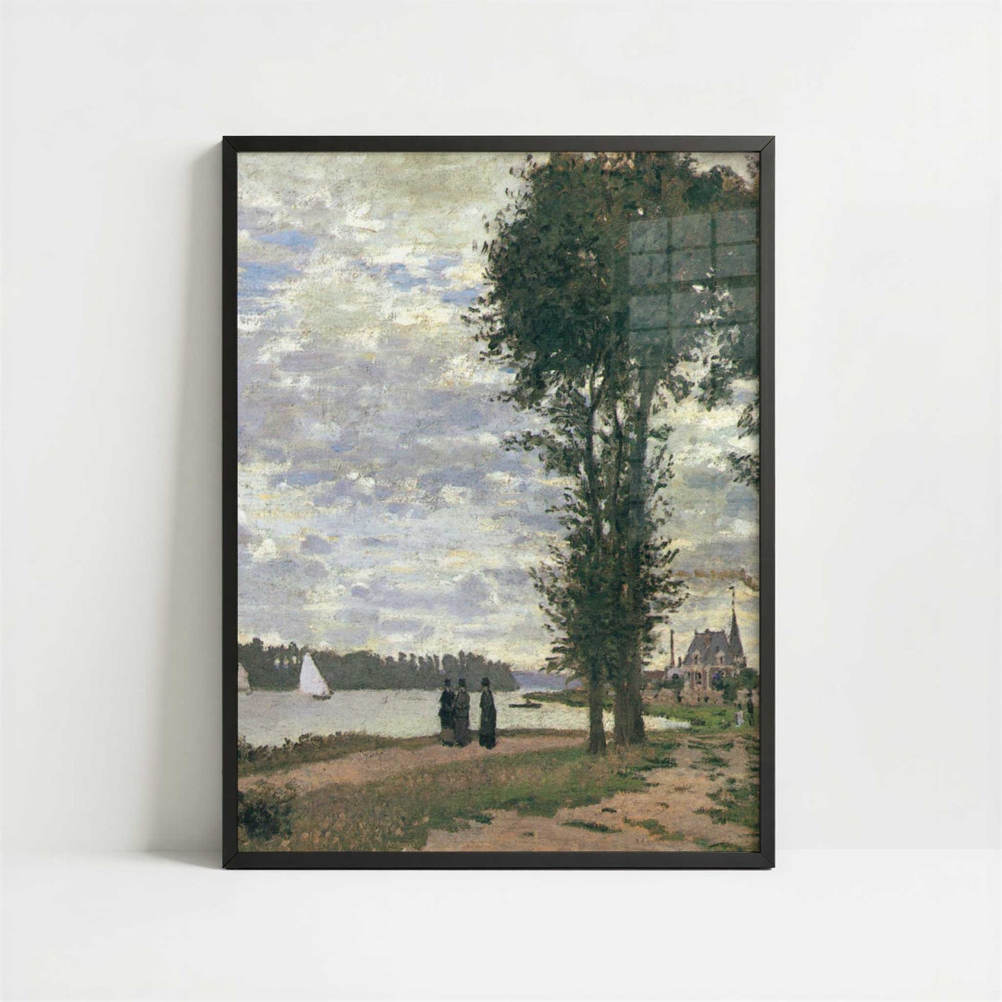 Promenade along the Seine (1872) by Claude Monet – Art Print - Art print in black frame
