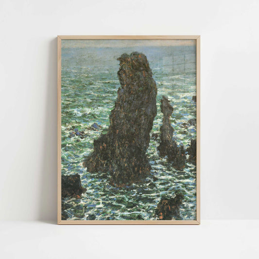 Pyramides at Port-Coton (1886) by Claude Monet – Art Print - Art print in oak frame