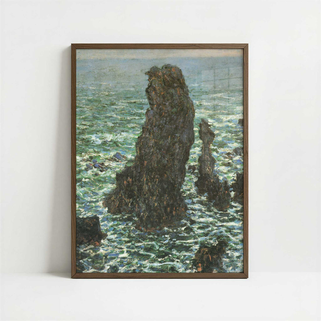 Pyramides at Port-Coton (1886) by Claude Monet – Art Print - Art print in dark wood frame