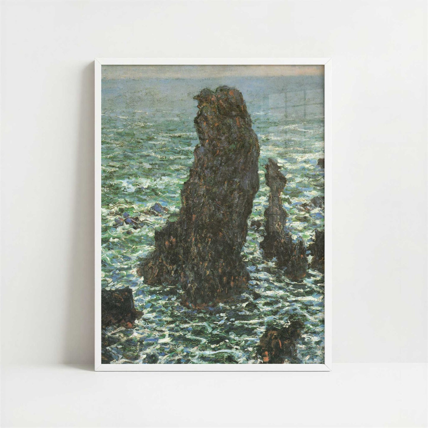 Pyramides at Port-Coton (1886) by Claude Monet – Art Print - Art print in white frame