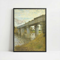Railway Bridge, Argenteuil (1874) by Claude Monet – Art Print - Art print in black frame