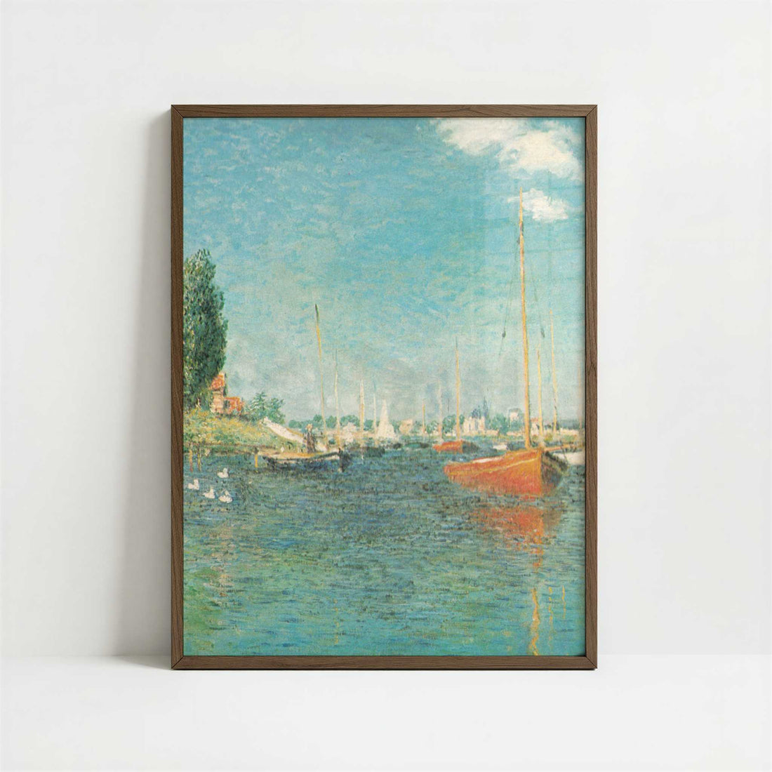 Red Boats (1875) by Claude Monet – Art Print - Art print in dark wood frame