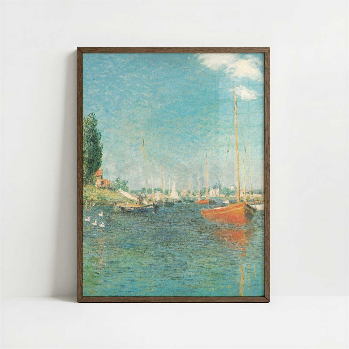 Red Boats (1875) by Claude Monet – Art Print - Art print in dark wood frame