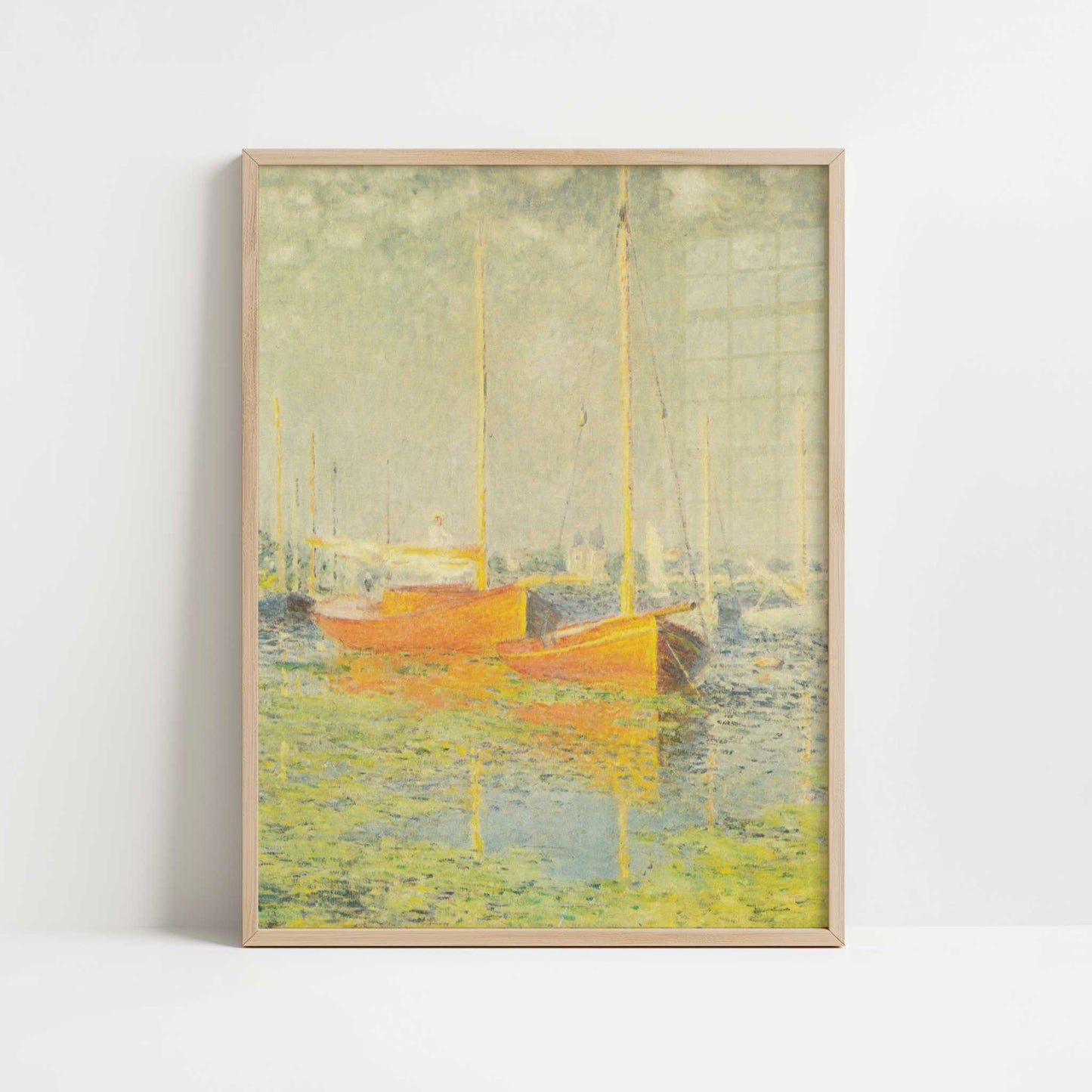 Red Boats, Argenteuil (1875) by Claude Monet – Art Print - Art print in oak frame