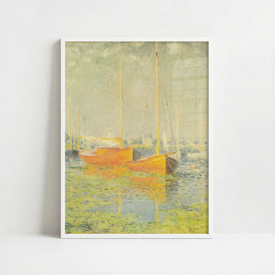 Red Boats, Argenteuil (1875) by Claude Monet – Art Print - Art print in white frame