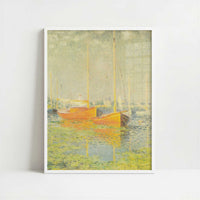 Red Boats, Argenteuil (1875) by Claude Monet – Art Print - Art print in white frame