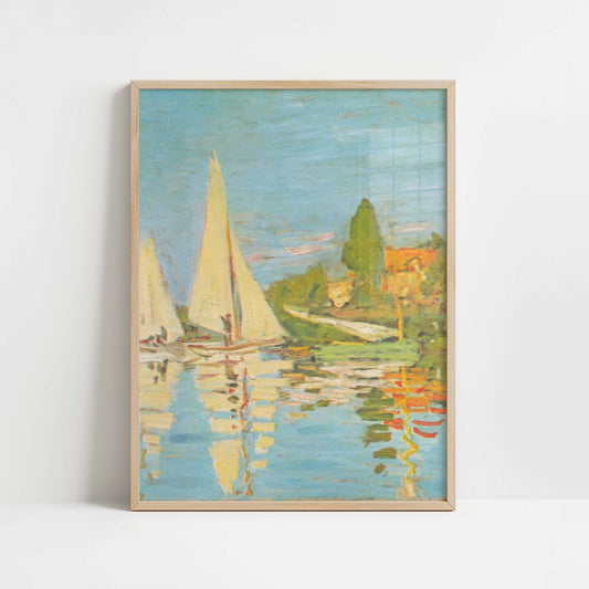 Regatta at Argenteuil (1872) by Claude Monet – Art Print - Art print in oak frame