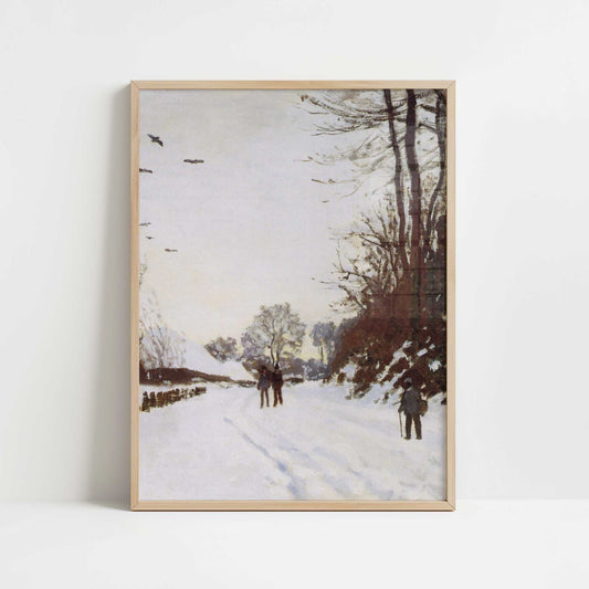 Road by Saint-Simeon Farm in Winter (1867) by Claude Monet – Art Print - Art print in oak frame