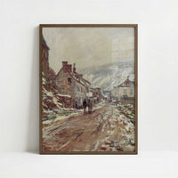 Road into Vetheuil in Winter (1879) by Claude Monet – Art Print - Art print in dark wood frame