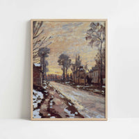 Road to Louveciennes, Melting Snow at Sunset (1869-70) by Claude Monet – Art Print - Art print in oak frame
