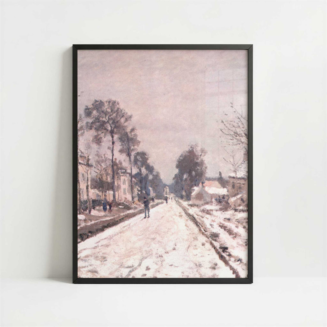 Road to Louveciennes in Snow (1869–70) by Claude Monet – Art Print - Art print in black frame