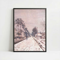 Road to Louveciennes in Snow (1869–70) by Claude Monet – Art Print - Art print in black frame