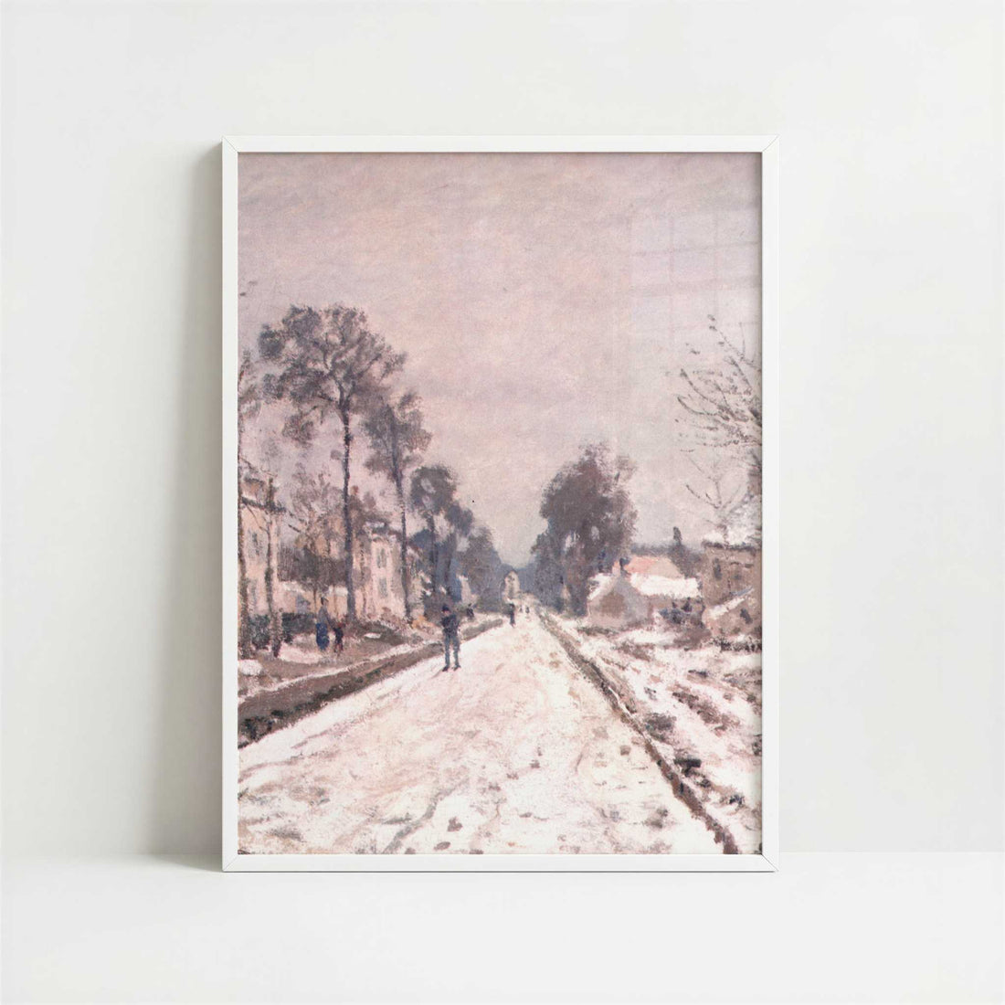 Road to Louveciennes in Snow (1869–70) by Claude Monet – Art Print - Art print in white frame