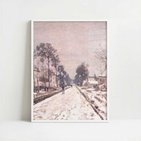 Road to Louveciennes in Snow (1869–70) by Claude Monet – Art Print - Art print in white frame