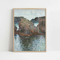 Rocks at Belle-Ile (1886) by Claude Monet – Art Print - Art print in oak frame