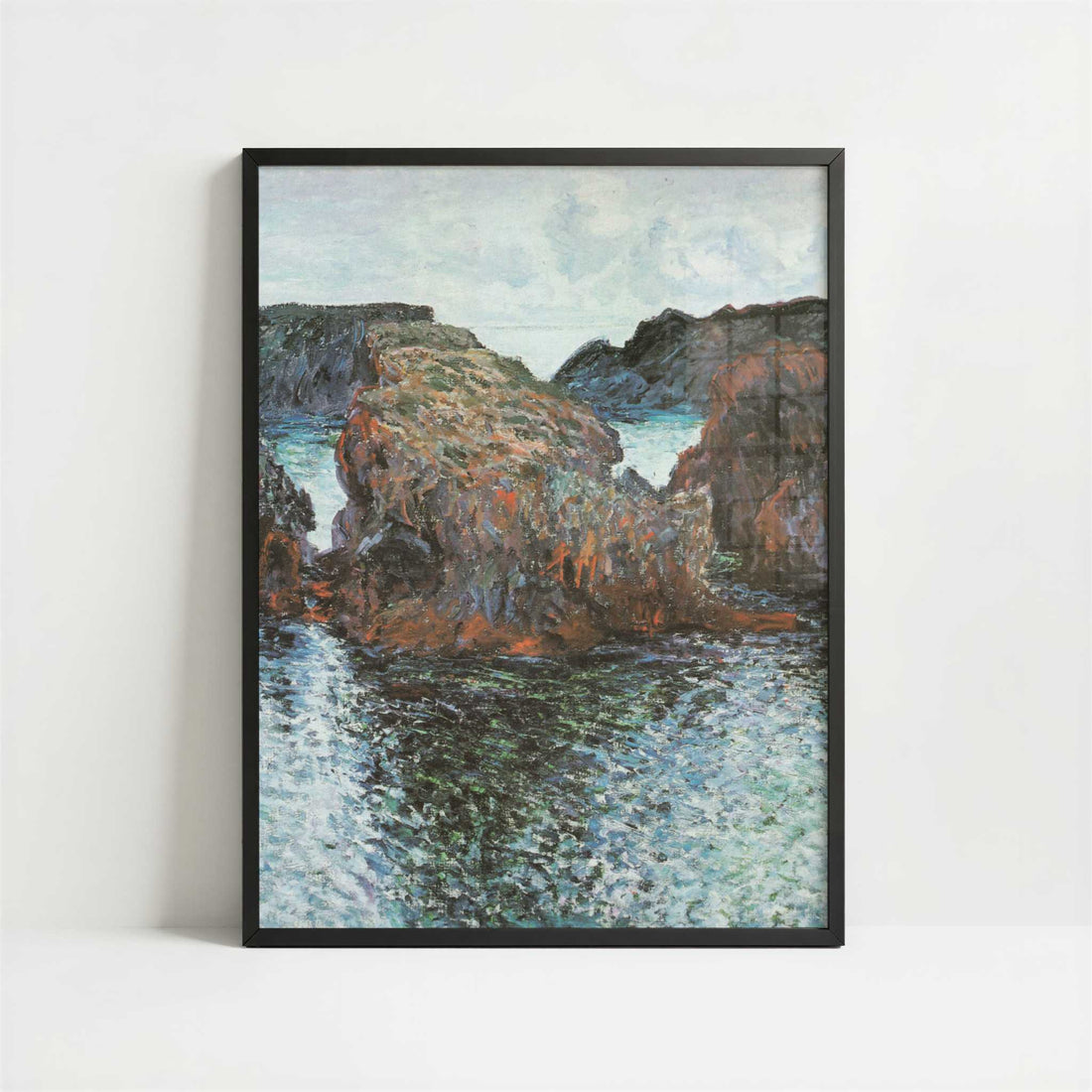 Rocks at Belle-Ile (1886) by Claude Monet – Art Print - Art print in black frame