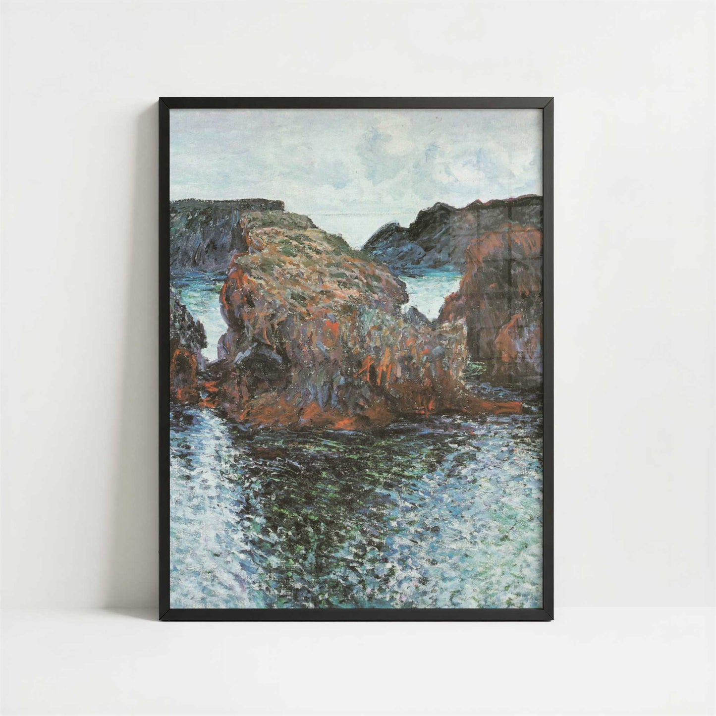 Rocks at Belle-Ile (1886) by Claude Monet – Art Print - Art print in black frame