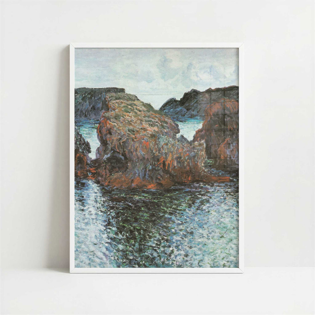 Rocks at Belle-Ile (1886) by Claude Monet – Art Print - Art print in white frame