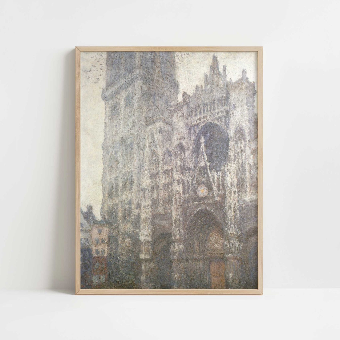 Rouen Cathedral Facade (1894) by Claude Monet – Art Print - Art print in oak frame