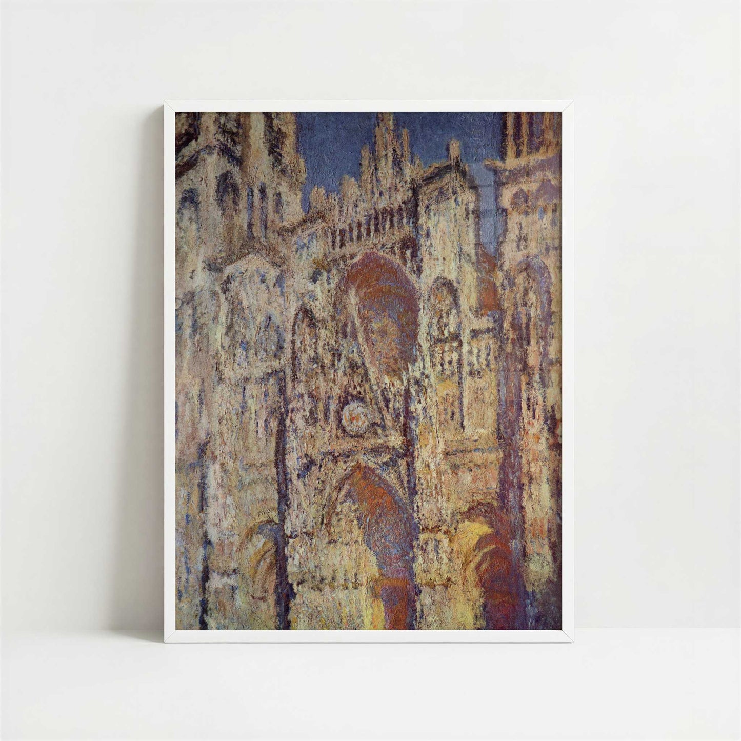 Rouen Cathedral, Facade in Sunlight (1894) by Claude Monet – Art Print - Art print in white frame