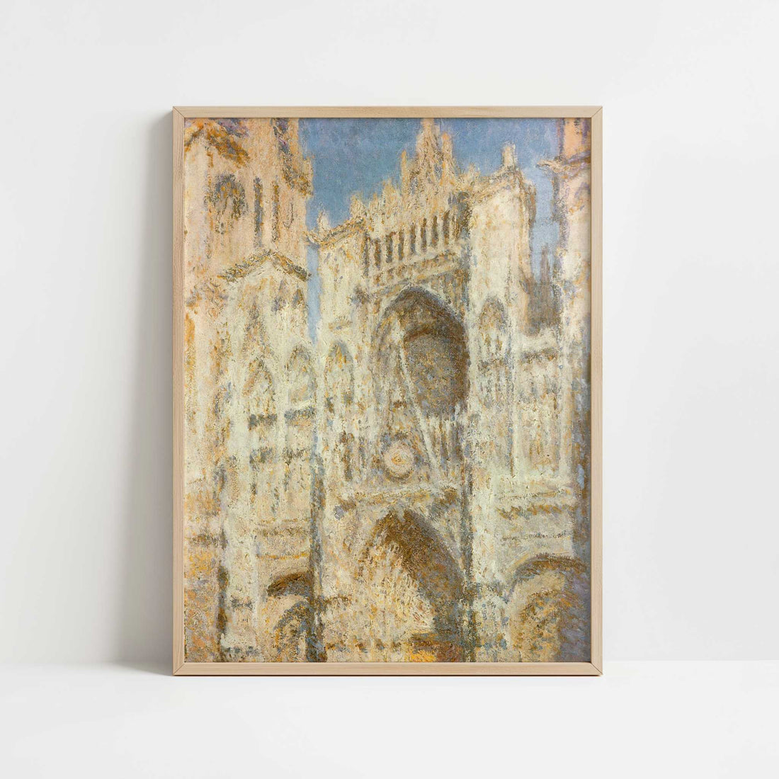 Rouen Cathedral, Sunlight (1894) by Claude Monet – Art Print - Art print in oak frame