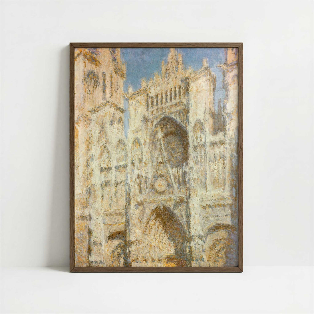 Rouen Cathedral, Sunlight (1894) by Claude Monet – Art Print - Art print in dark wood frame