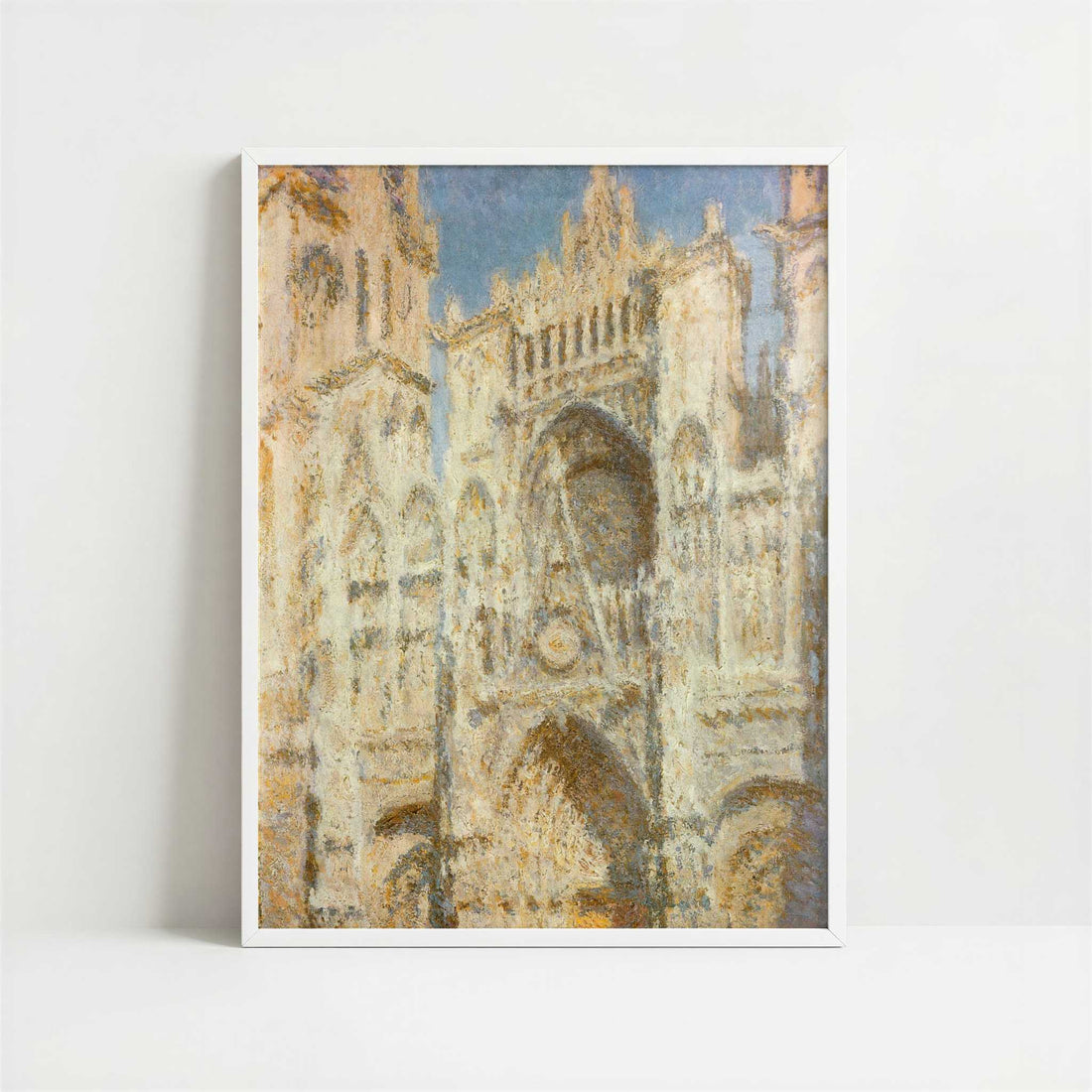 Rouen Cathedral, Sunlight (1894) by Claude Monet – Art Print - Art print in white frame