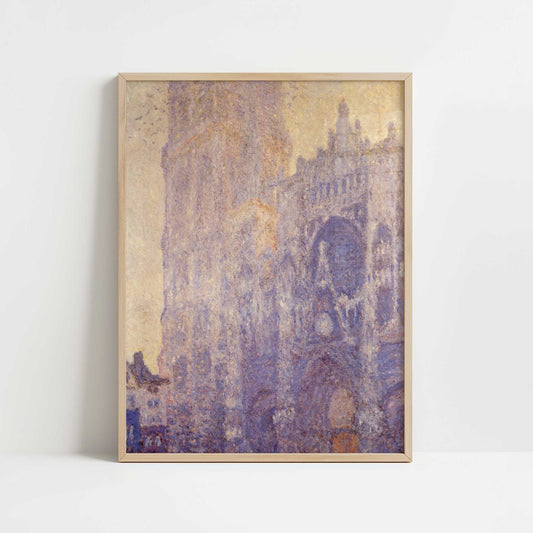 Rouen Cathedral Sunset (1894) by Claude Monet – Art Print - Art print in oak frame