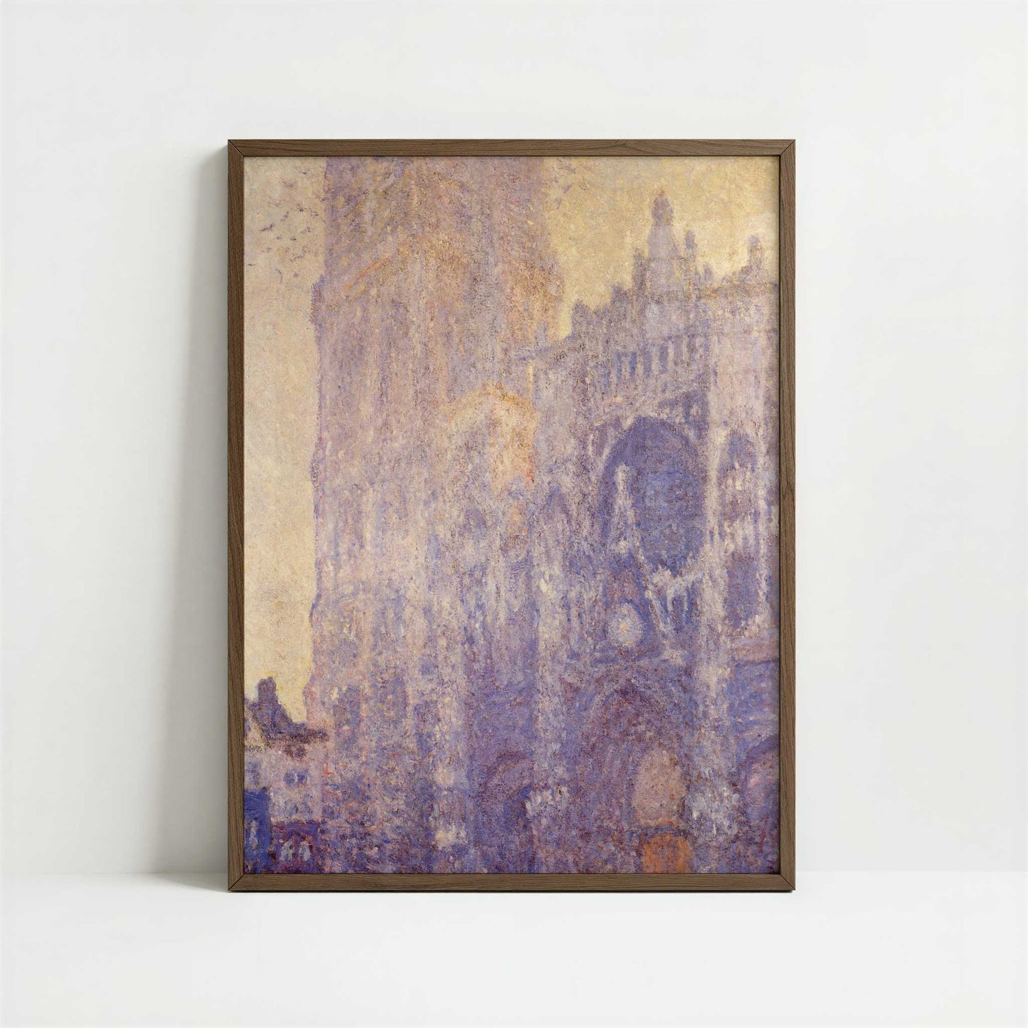 Rouen Cathedral Sunset (1894) by Claude Monet – Art Print - Art print in dark wood frame