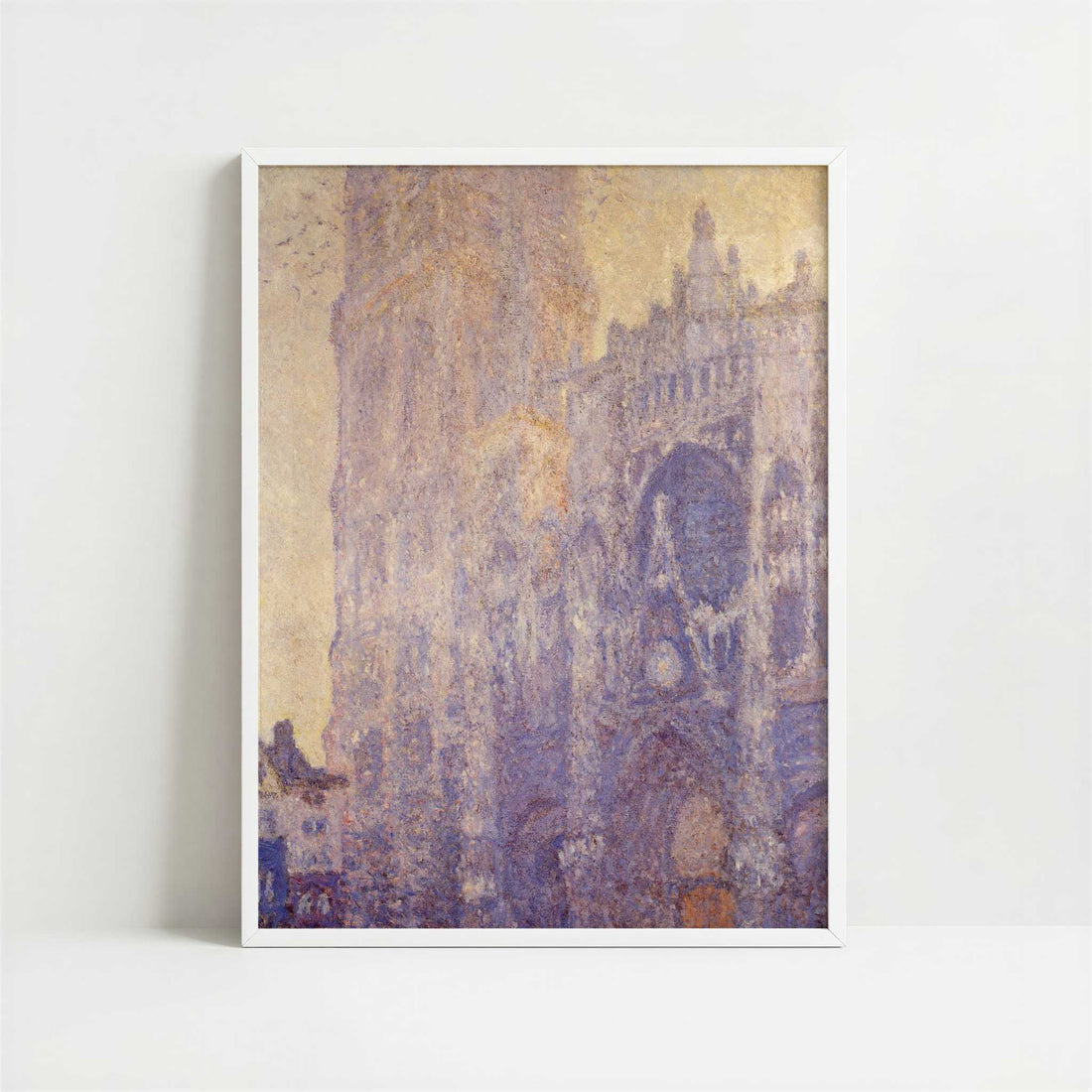 Rouen Cathedral Sunset (1894) by Claude Monet – Art Print - Art print in white frame