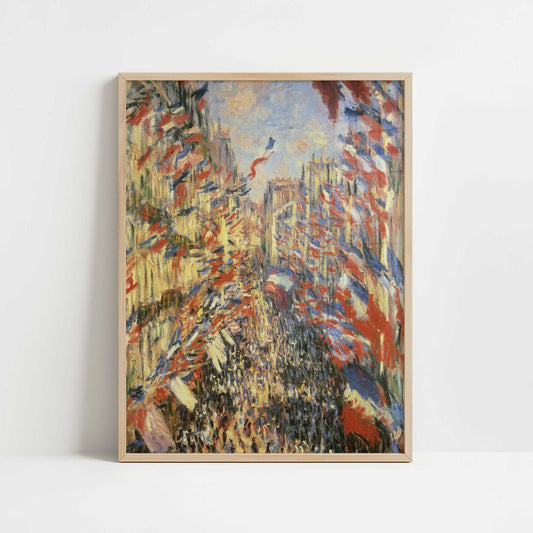 Rue Montorgueil (1878) by Claude Monet – Art Print - Art print in oak frame